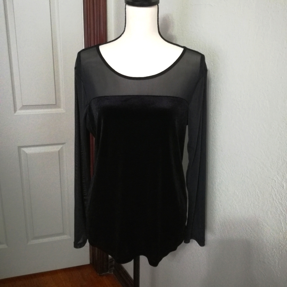 Harlowe&Graham Mesh Velvet Top